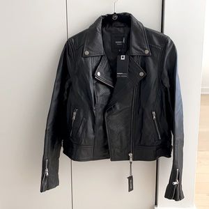 Barneys biker leather jacket, size M (UK 12)